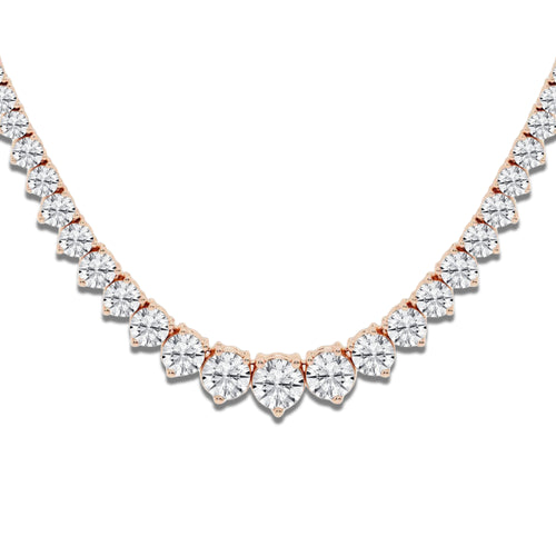 10 ctw Round Lab Grown Diamond Graduated Riviera Necklace 14K Rose Gold, DE, VS1