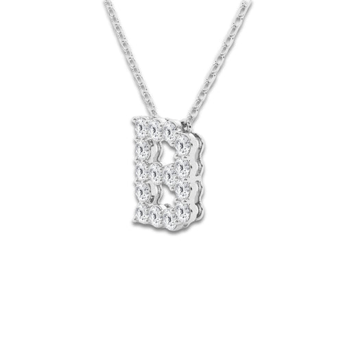 2/5 ctw Round Lab Grown Diamond Initial B Personalized Pendant 14K White Gold, DE, VS1