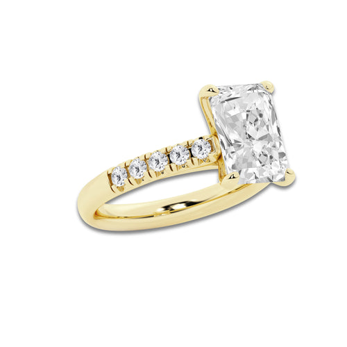 4.43 ctw Radiant Lab-Grown Diamond Pave Engagement Ring in 14K Yellow Gold for Women | E Color, VS1 Clarity, IGI Certified 4.00 ct Center Diamond