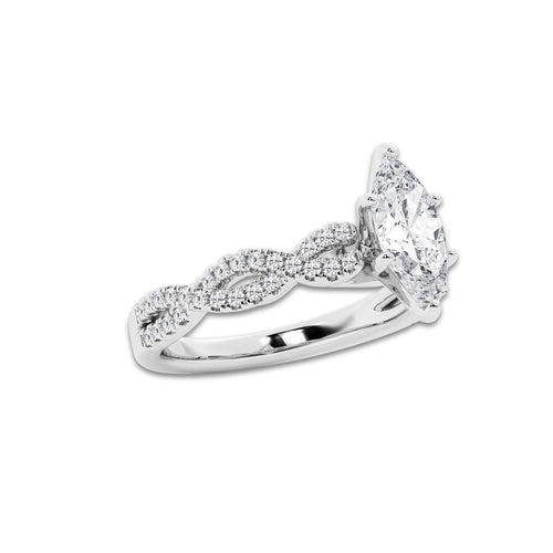 1.25 ctw Marquise Lab-Grown Diamond Twisted Shank Engagement Ring in Platinum for Women | D Color, VVS1 Clarity, IGI Certified 1.00 ct Center Diamond
