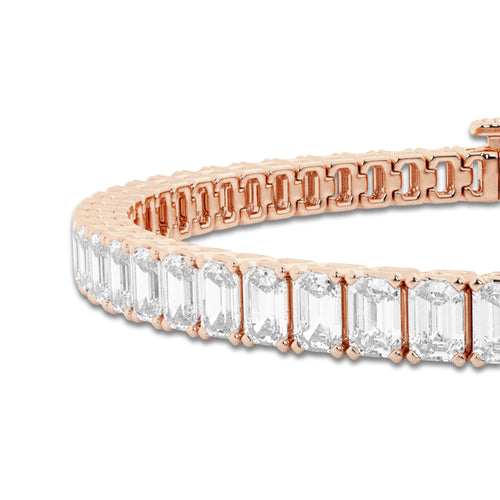 10 ctw Emerald Lab Grown Diamond Tennis Bracelet - 6 Inches 14K Rose Gold, DE, VS1
