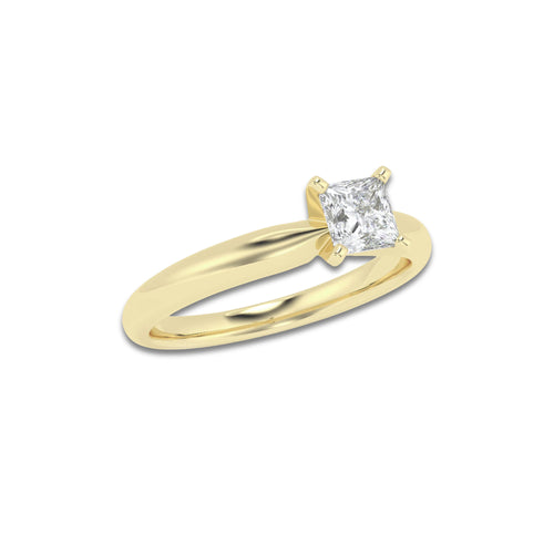 1.00 ctw Princess Lab-Grown Diamond Minimalist Engagement Ring in 14K Yellow Gold for Women | D Color, VVS1 Clarity, IGI Certified