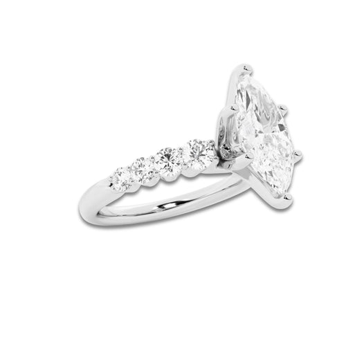 2.54 ctw Marquise Lab-Grown Diamond Side Stone Engagement Ring in Platinum for Women | Colorless E, VS1 Clarity, IGI Certified 2.00 Ct Center Diamond