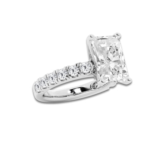 9.00 ctw Radiant Lab-Grown Diamond Split-Prong Set Side Stone Engagement Ring in Platinum for Women | Colorless E, VS1 Clarity, IGI Certified 8.00 ct Center Diamond