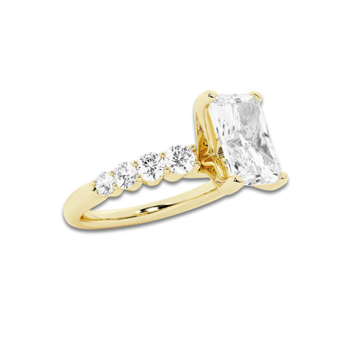2.54 ctw Radiant Lab-Grown Diamond Side Stone Engagement Ring in 14K Yellow Gold for Women | Colorless D, VVS1 Clarity, IGI Certified 2.00 Ct Center Diamond