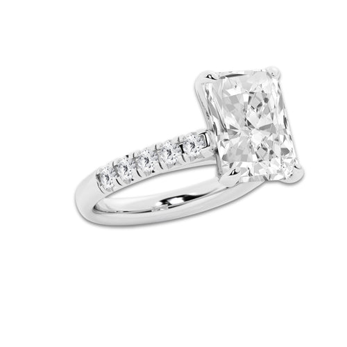 7.55 ctw Radiant Lab-Grown Diamond Pave Engagement Ring in 14K White Gold for Women | E Color, VS1 Clarity, IGI Certified 7.00 ct Center Diamond