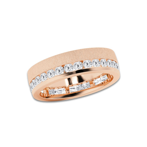 2 ctw Round Lab Grown Diamond Men's Eternity Band with Satin Finish - 6.6mm Width 14K Rose Gold, DE, VS1