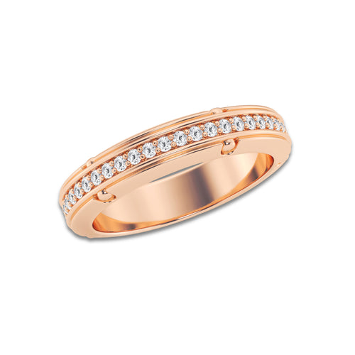 1/2 ctw Round Lab Grown Diamond Pave Set Eternity Band - 4.8mm Width 14K Rose Gold, DE, VS1