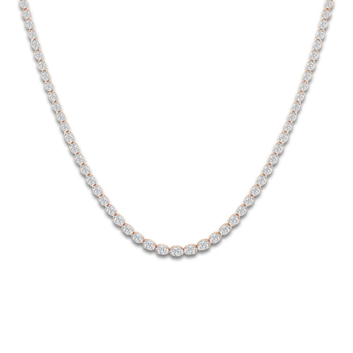 10 ctw Oval Lab Grown Diamond East West Tennis Necklace 14K Rose Gold, DE, VS1