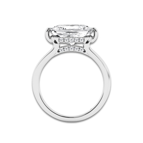 4 1/6 ctw Elongated Cushion Lab Grown Diamond Side Stone Engagement Ring Platinum, D, VVS | 4 ct Center