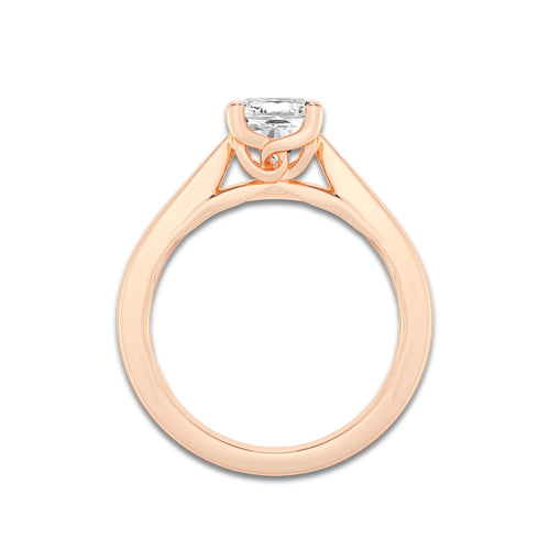 Zelda 1 1/2 ctw Cushion Lab Grown Diamond Floral Solitaire Engagement Ring 14K Rose Gold, D, VVS | IGI Certified, 1 1/2 ct Center