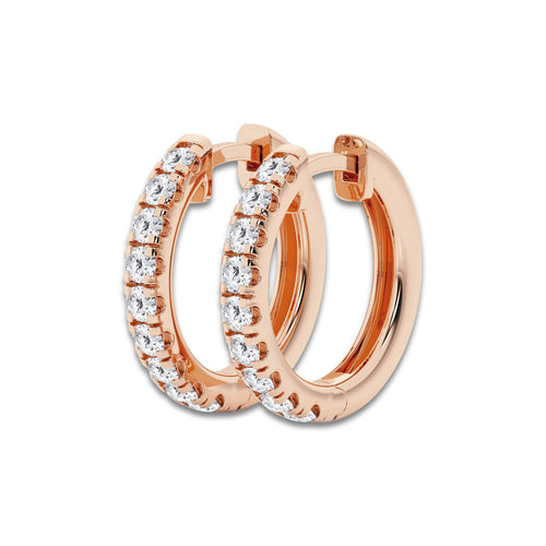 1 ctw Round Lab Grown Diamond French Pave Hoop Earrings 14K Rose Gold, DE, VS1