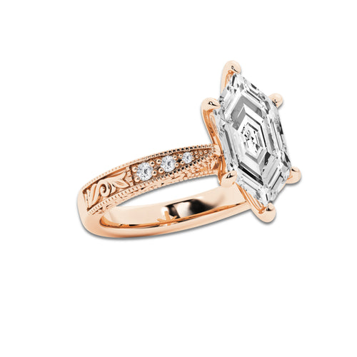 Wilhelmina 2 ctw Dutch Marquise Lab Grown Diamond Vintage Side Stone Engagement Ring 14K Rose Gold, EF, VS2 | IGI Certified, 2 ct Center