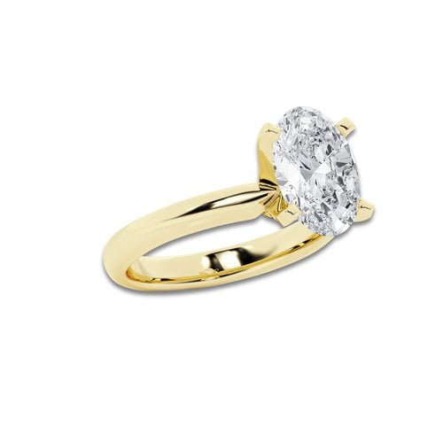 2.50 ctw Oval Lab-Grown Diamond Minimalist Engagement Ring in 14K Yellow Gold for Women | E Color, VS1 Clarity, IGI Certified