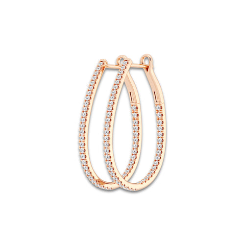 1 ctw Round Lab Grown Diamond Inside Out Hoop Earrings 14K Rose Gold, DE, VS1