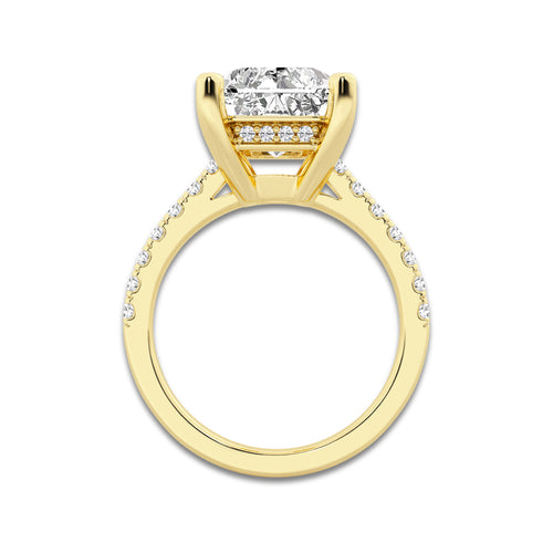 6.47 ctw Radiant Lab-Grown Diamond Hidden Halo Side Stone Engagement Ring in 18K Yellow Gold for Women | Colorless D, VVS1 Clarity, IGI Certified 6.00 ct Center Diamond