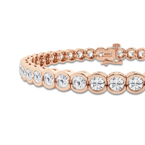 10 ctw Round Lab Grown Diamond Half Bezel Tennis Bracelet - 7 Inches 14K Rose Gold, DE, VS1