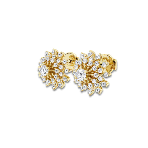 1 ctw Round Lab Grown Diamond Sunburst Earrings 14K Yellow Gold, DE, VS1