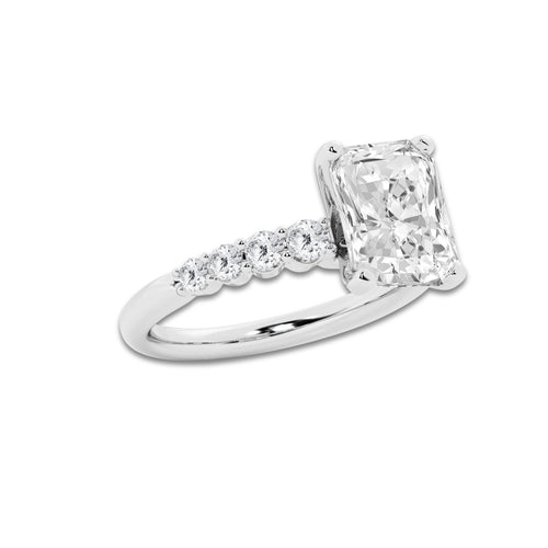 3.54 ctw Radiant Lab-Grown Diamond Side Stone Engagement Ring in Platinum for Women | Colorless D, VVS1 Clarity, IGI Certified 3.00 Ct Center Diamond