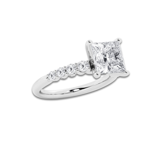 3.54 ctw Princess Lab-Grown Diamond Side Stone Engagement Ring in Platinum for Women | Colorless D, VVS1 Clarity, IGI Certified 3.00 Ct Center Diamond