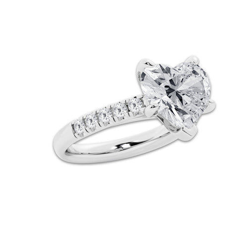 5.43 ctw Heart Lab-Grown Diamond Pave Engagement Ring in Platinum for Women | D Color, VVS1 Clarity, IGI Certified 5.00 ct Center Diamond