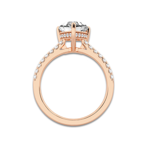 2.24 ctw Heart Lab-Grown Diamond Hidden Halo Side Stone Engagement Ring in 18K Rose Gold for Women | Colorless D, VVS1 Clarity, IGI Certified 2.00 ct Center Diamond