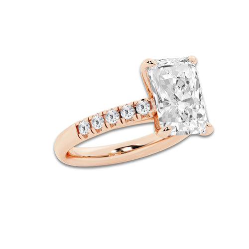 5.43 ctw Radiant Lab-Grown Diamond Pave Engagement Ring in 14K Rose Gold for Women | E Color, VS1 Clarity, IGI Certified 5.00 ct Center Diamond