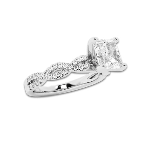 1.75 ctw Asscher Lab-Grown Diamond Twisted Shank Engagement Ring in Platinum for Women | D Color, VVS1 Clarity, IGI Certified 1.50 ct Center Diamond