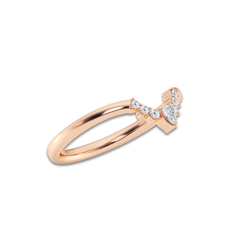 Michelle 1/10 ctw Pear Lab Grown Diamond Crescent Shape Stackable Ring 14K Rose Gold, DE, VS1 | 0.05 ct Center