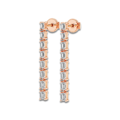 2 ctw Emerald Lab Grown Diamond Graduated Dangle Earrings 18K Rose Gold, DE, VS1