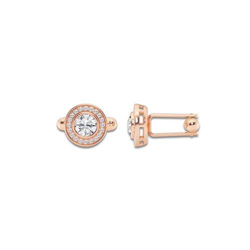2 2/5 ctw Round Lab Grown Diamond Halo Cufflinks 14K Rose Gold, E, VS1