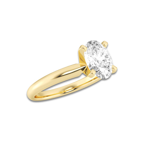 2.00 ctw Oval Lab-Grown Diamond Minimalist Engagement Ring in 14K Yellow Gold for Women | E Color, VS1 Clarity, IGI Certified
