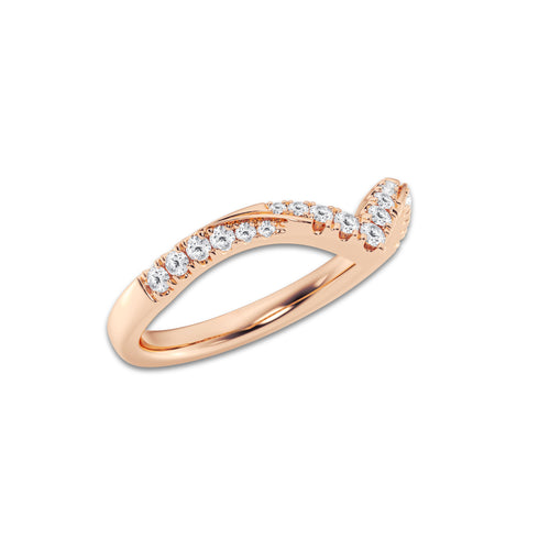 Arden 1/4 ctw Round Lab Grown Diamond Ribbon Curve Stackable Ring 14K Rose Gold, DE, VS1