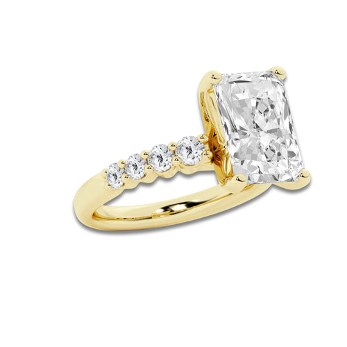 7.66 ctw Radiant Lab-Grown Diamond Side Stone Engagement Ring in 14K Yellow Gold for Women | Colorless E, VS1 Clarity, IGI Certified 7.00 Ct Center Diamond