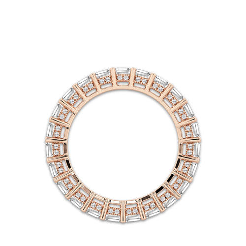 Bria 6 ctw Emerald Lab Grown Diamond Eternity Band With Side Stone Accents - 4.8mm Width 14K Rose Gold, DE, VS1