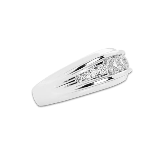 1 ctw Round Lab Grown Diamond Men's Channel Set Wedding Band 14K White Gold, DE, VS1