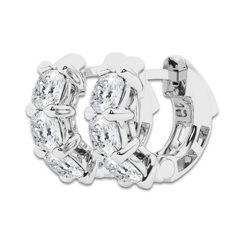 3 ctw Cushion Lab Grown Diamond Huggie Hoop Earrings Platinum, DE, VS1
