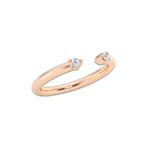 Angelina 1/10 ctw Round Lab Grown Diamond Nesting Two Stone Wedding Band 14K Rose Gold, DE, VS1
