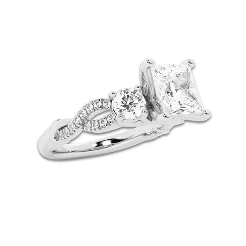 2.62 ctw Princess Lab-Grown Diamond Side Stone Engagement Ring in Platinum for Women | Colorless D, VVS1 Clarity, IGI Certified 2.00 ct Center Diamond