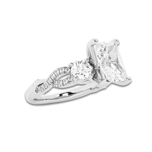1.48 ctw Radiant Lab-Grown Diamond Side Stone Engagement Ring in Platinum for Women | Colorless E, VS1 Clarity, IGI Certified 1.00 ct Center Diamond