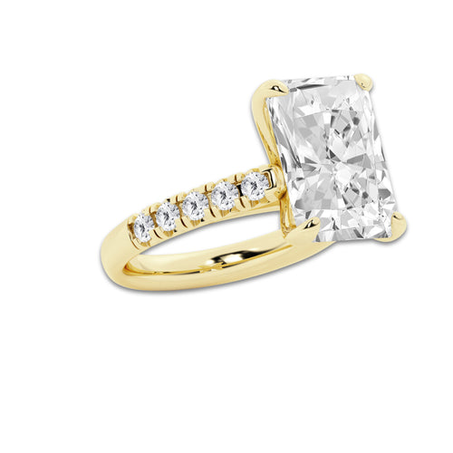 8.55 ctw Radiant Lab-Grown Diamond Pave Engagement Ring in 14K Yellow Gold for Women | D Color, VVS1 Clarity, IGI Certified 8.00 ct Center Diamond