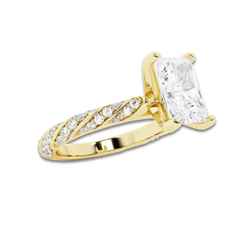 2.44 ctw Radiant Lab-Grown Diamond Twisted Band Engagement Ring in 14K Yellow Gold for Women | Colorless D, VVS1 Clarity, IGI Certified 2.00 ct Center Diamond