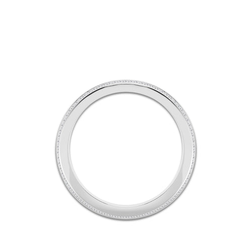 2/5 ctw Round Lab Grown Diamond 4mm Beveled Edge Sandblast Finish Eternity Band 14K White Gold, DE, VS1