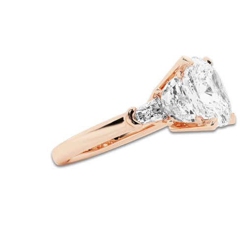 Tessa 4 1/3 ctw Cushion Lab Grown Diamond Engagement Ring 18K Rose Gold, D, VVS | IGI Certified, 3 ct Center