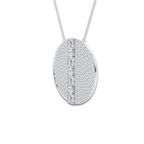 5 2/5 ctw Emerald & Round Lab Grown Diamond 30 mm Disc Pendant 14K White Gold, DE, VS1