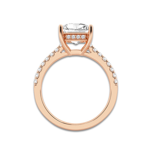 2.25 ctw Princess Lab-Grown Diamond Hidden Halo Side Stone Engagement Ring in 18K Rose Gold for Women | Colorless E, VS1 Clarity, IGI Certified 2.00 ct Center Diamond