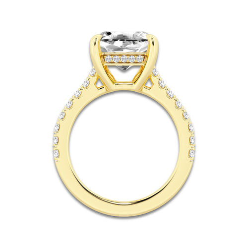 4.35 ctw Asscher Lab-Grown Diamond Hidden Halo Side Stone Engagement Ring in 18K Yellow Gold for Women | Colorless E, VS1 Clarity, IGI Certified 4.00 ct Center Diamond
