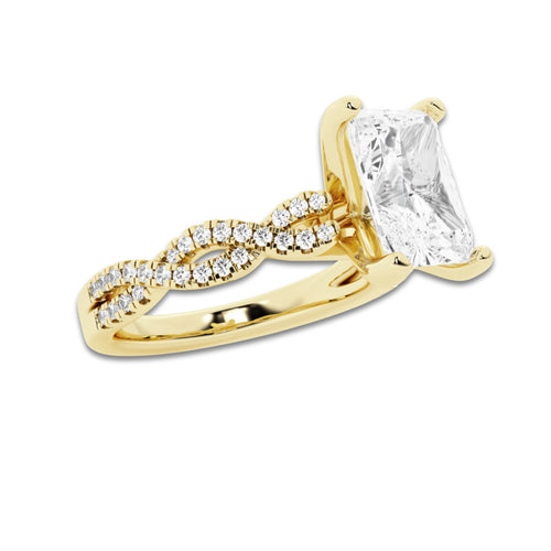 8.29 ctw Radiant Lab-Grown Diamond Twisted Shank Engagement Ring in 14K Yellow Gold for Women | D Color, VVS1 Clarity, IGI Certified 8.00 ct Center Diamond