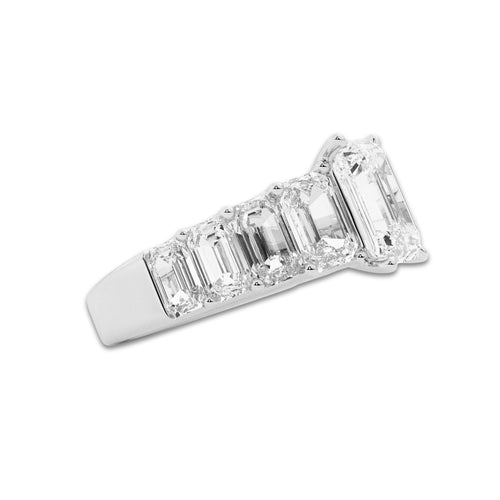 6 7/8 ctw Emerald Lab Grown Diamond Engagement Ring Platinum, D, VVS | 3 1/2 ct Center
