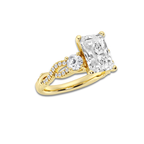 7.61 ctw Radiant Lab-Grown Diamond Side Stone Engagement Ring in 14K Yellow Gold for Women | Colorless D, VVS1 Clarity, IGI Certified 7.00 ct Center Diamond